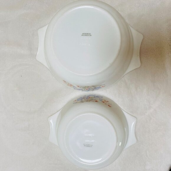 English Pyrex Blue Iris Floral Casserole Dishes 1 Qt & 1.5Qt NO LIDS - Picture 9 of 12